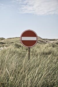 road sign, do not enter, field
